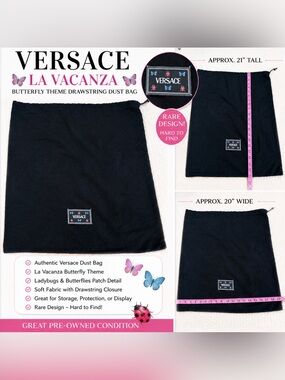 Versace La Vacanza Lrg Butterfly & Ladybug Drawstring Dust Bag  – Rare Design✨✨